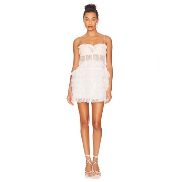 For Love & Lemons White Jules Mini Dress Women’s US L - Picture 1 of 8